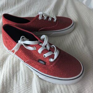 Vans Red Glitter Authentic Sneakers